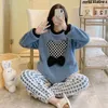 Women's Sleepwear Winter Flannel Pajamas Thick Pyjamas Set Plus Size Cationic Fleece Cute Nightdress Long-sleeved Loungewear