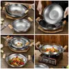 Pentole Wok in acciaio inox Pentola cinese per friggere con doppio manico