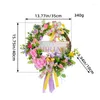 Decorative Flowers Bow Wreath Welcome Door Sign Festival Spring Summer Garlands Farmhouse Decor