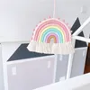 Decorative Figurines Ins Nordic Rainbow Woven Hanging Ornament DIY Rope Handmade Wall Decor Baby Girl Room Pendant Decoration