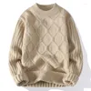 Swetery męskie moda zagęszczona wygodna miękka sweter solidny kolor Jacquard Knitd pullover