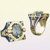 Fashion Geometric Square Shaped Gold Finger Rings Men Buddhism Chakra Henna Filled Round Zircon Stone Ring Jewelry Z3P332 Cluster1950258