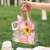 Ny julleksak leveranser 1pc transparent pvc gåva tote förpackning väska klara tusensköna plasthandväska godislåda presentväska bröllopsfest leveranser kosmetisk väska