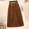 Pants Casual Retro Autumn Winter Clothing Large Size Corduroy Women's Skirt Midlength High Waist Loose Aline Skirt Mujer Faldas M99