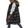 Women's Jackets Autumn And Winter Long Hooded Vest Down Cotton Coat Jacket Fashion Glossy Sleeveless Warm Quilted Parkas