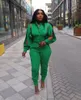 Calças femininas de duas peças Mulheres Outfits Casual Tracksuits Slit Manga Longa Botão Casacos Tops Slim Set Streetwear