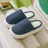 Slippers Warm Winter Simple Solid Color Comfortable Knitted Fabric Couple Latex Home Cotton Towers For Men And Women