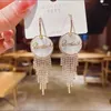 Boucles d'oreilles pendantes Rimiut longs glands en cristal femmes élégantes mode Glod brillant grande boucle d'oreille accessoires pour fête de mariage bijoux