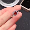 Cluster Rings Style 925 Silver Inlaid Natural Garnet Ring Ladies Jewelry Simple Atmosphere A Gift For Girls