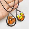 Hanger Kettingen Herfst Thanksgiving Ketting Pompoen Waterdruppel Hol Hout Halloween Sieraden Accessoires