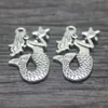 20 pièces-22X31mm pendentif à breloques sirène ton argent Antique 343n