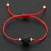 ship 50pcs lot Natural Lava Stone Black Red Thread Rope String Briad Lucky Gift Bracelets Adjustable Bracelets 281Y