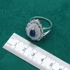 Sets Exquisite Necklace Sier Jewelry Sets for Women Wedding Royal Blue Topaz Earring Ring Pendant Halloween Christmas Gift