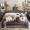 Blanket Winter Raschel Mink Soft Warm Fluffy 2 Ply Thicken Fleece Faux Fur Plaid Single Double Size Weighted 231218