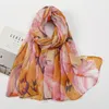 Scarves 2023 Fashion Big Ombre Petal Floral Viscose Scarf Lady Print Soft Voile Shawls And Wraps Pashmina Foulards Muslim Hijab 180 70Cm