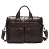 Briefcases Men Handbag Genuine Leather Briefcase Laptop Computer Bag Crossbody Shoulder High Quality Messenger