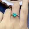 Clusterringen 925 sterling zilver natuurlijke groene Paraiba Solitaire Ring eenvoudige verlovingsbruiloft voor vrouwen