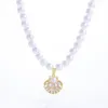 Pendant Necklaces Trendy Zircon Crystal Shell 6MM Pearl For Women Fashion Female Party Jewelry Girls Charm Choker Neck Chain