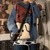 Herrenpullover, Pullover, lockerer Herbst/Winter, japanische Vintage-Cartoon-Unterlage