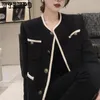 Kvinnors jackor wtempo s3xl vintage tweed koreanska mode eleganta rockar kvinnor vår hösten lyxig outwear singel breasted streetwear 231218