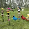 Garden Decorations Outdoor Stakes Blue Red Bird Home Ornament Decoration Iron Statue Courtyard Yard Lawn Decor 51cm