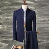 Zhongshan-stijl heren jeugd Ruffian knap pak, heren Tang-pak, geborduurd jasje met opstaande kraag, lente- en herfstbruiloft