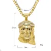 Nya Hip Hop -smycken Jesus Kristus Rhinestone Pendant Halsband Rostfritt guld pläterat med 60 cm Chain for Men Lover Gift Rapper Acces2627