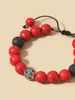 Strand OAIITE 10mm pin rouge Bracelet corde tissé à la main pierre naturelle Yoga Reiki guérison équilibre méditation cadeau