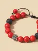 Strand OAIITE 10mm Red Pine Bracelet Rope Handmade Woven Natural Stone Yoga Reiki Healing Balance Meditation Gift