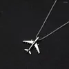 Pendant Necklaces Fashion Metal Aircraft Necklace Exquisite Light Luxury Stainless Steel Punk Style Small Chain Jewelry