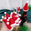 New Christmas Toy Supplies 10pcs Mini Santa Hat Non-Woven Fabric Lollipops Caps Wine Bottle Covers Xmas Bottles Holder Table Dinner Decor Xmas Party Decor