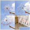 Paraplu's Paraplu's Transparant Winddicht Paraplu met lange steel Doorzichtige bloemletters Gedrukt Peo Rain voor meisjes Drop Delivery Home Garde Dhxbl