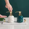 Liquid Soap Dispenser Ceramic 350ml Refillable Manual Empty Pump Bottle Lotion For Bathroom Kitchen Dishsoap Countertop