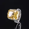 Anneaux de mariage Wong Rain 925 argent sterling glace pilée coupe émeraude citrine diamants à haute teneur en carbone pierres précieuses de luxe bohême bague bijoux fins 231218