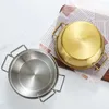 Tallrikar 1 st med handtag rostfritt stål skål som serverar koreansk mat sås krydda maträtt kök bordsart guld silver