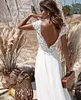 Vintage Lace Boho Bohemian Wedding Dress 2024 Beach Bridal Gowns Chiffon Floor Length V-Neck Backless Vestidos De Mairee