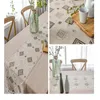 Tischdecke im pastoralen Stil, Baumwolle und Leinen, rechteckig, Flaggenmatte, Kaffeefarben F6A2797