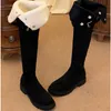 Bottes pour femmes cuissardes bottes de chevalier semelles épaisses bottes longues en daim en peluche automne et hiver