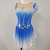 Şekil Bating Elbise Kızlar Gençler Uzun Kollu Mavi Buz Paten Dans Etek Kaliteli Kristaller Dans Giyeri Bale Performansı