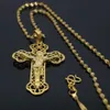 Classic Style Filigree Jesus Pendant Chain18K Yellow Gold Filled Womens Mens Cross Pendant Necklace Crucifix Choker285P