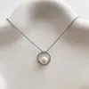 Pendant Necklaces Minar French Silver Plated Copper Freshwater Pearl Hollow Round Circle Zircon Chokers For Women Pendientes