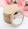 Women Hand Mirror Custom Logo Round Bamboo Pocket Small Mirrors Portable Wood Frame wedding Party Decoration Makeup Mirrors