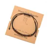 Link Bracelets Fashion Creative Morse Code 12 Zodiac Signs Bracelet For Women Men Handmade Beaded Wood Chips Stone Card Couple Gifts