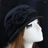 Berets vintage retro lã homens chapéus outono inverno feminino quente fedora senhora luxo elegante feltro boina boné mulher chique flor cloche chapéu