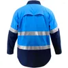 Men's Casual Shirts Hi Vis Long Sleeve Work Shirt Cotton Construction Reflector Workshop Uniform Reflective Workwear