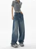 Damesjeans Plus-size hoge taille wijde pijpen baggy dames vintage Y2k streetwear denim broek Koreaanse losse rechte jeansbroek