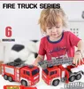 Electric RC Car Fire Truck Zestaw dla dzieci Prezenty Duże ciężarówki odporne na jesienne drabinę zraszaczy Strażaków Inżynieria Toys 231218