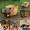 Mugs Hand Carved Animal Head Cup Sculpture Portable Wood Coffee Mug Wooden Crafts Wooden Tea Milk Cups Water Drinking Mugs Drinkware 231218