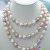 NOUVEAU long 50 8-9mm baroque multicolore collier de perles d'eau douce 240Y
