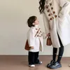 Família combinando roupas mãe e bebê menina menino longo jaquetas de inverno moda mãe filha botão up cardigan mulheres filho quente roupas grossas 231218